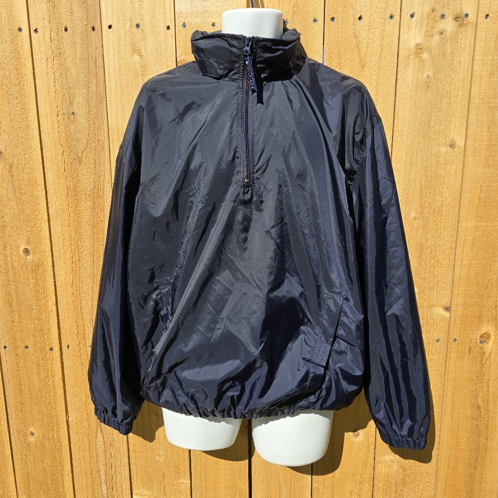 Tommy Hilfiger Golf Vintage Navy Blue 1/4 Zip Pullover Windbreaker Mens Large.
